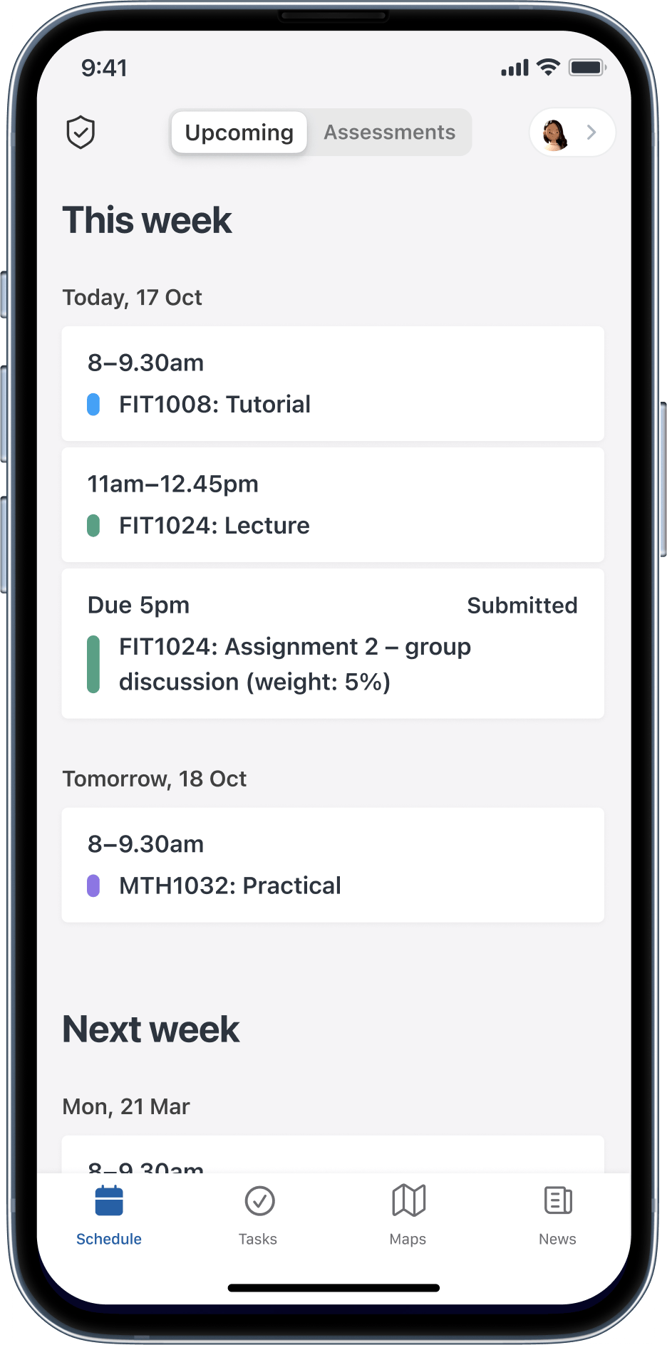 a mobile device showing Monash Study app